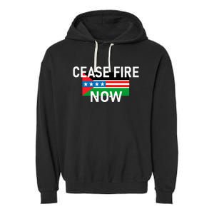 Cease Fire Now Cool Palestine Us Flags Of Solidarity Garment-Dyed Fleece Hoodie