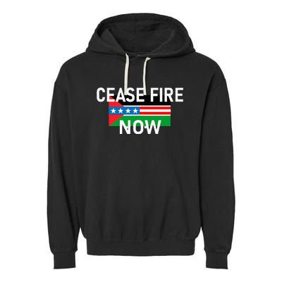 Cease Fire Now Cool Palestine Us Flags Of Solidarity Garment-Dyed Fleece Hoodie