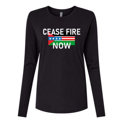 Cease Fire Now Cool Palestine Us Flags Of Solidarity Womens Cotton Relaxed Long Sleeve T-Shirt