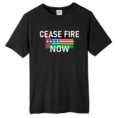 Cease Fire Now Cool Palestine Us Flags Of Solidarity Tall Fusion ChromaSoft Performance T-Shirt