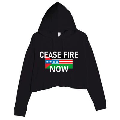 Cease Fire Now Cool Palestine Us Flags Of Solidarity Crop Fleece Hoodie