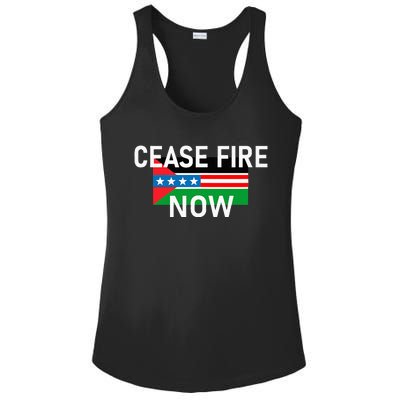 Cease Fire Now Cool Palestine Us Flags Of Solidarity Ladies PosiCharge Competitor Racerback Tank