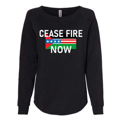 Cease Fire Now Cool Palestine Us Flags Of Solidarity Womens California Wash Sweatshirt