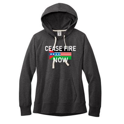 Cease Fire Now Cool Palestine Us Flags Of Solidarity Women's Fleece Hoodie