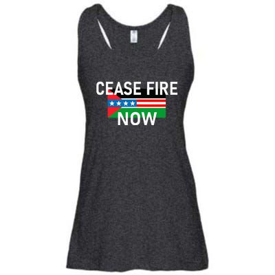 Cease Fire Now Cool Palestine Us Flags Of Solidarity Ladies Essential Flowy Tank