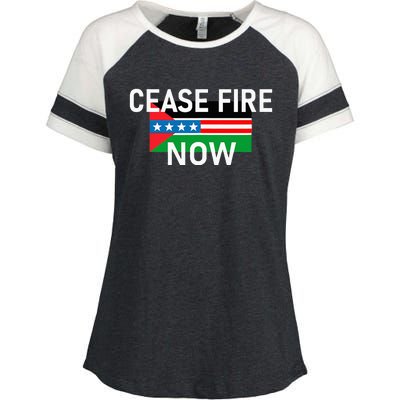 Cease Fire Now Cool Palestine Us Flags Of Solidarity Enza Ladies Jersey Colorblock Tee