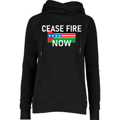 Cease Fire Now Cool Palestine Us Flags Of Solidarity Womens Funnel Neck Pullover Hood