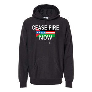 Cease Fire Now Cool Palestine Us Flags Of Solidarity Premium Hoodie