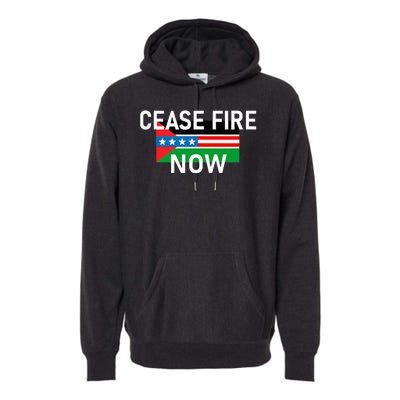 Cease Fire Now Cool Palestine Us Flags Of Solidarity Premium Hoodie