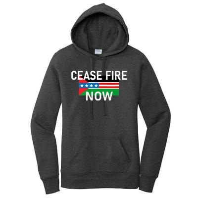 Cease Fire Now Cool Palestine Us Flags Of Solidarity Women's Pullover Hoodie