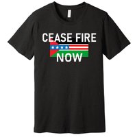 Cease Fire Now Cool Palestine Us Flags Of Solidarity Premium T-Shirt