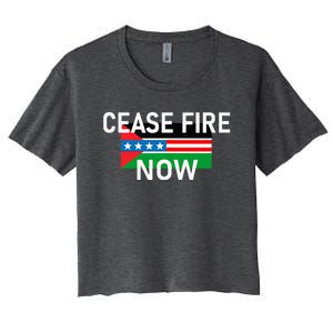 Cease Fire Now Cool Palestine Us Flags Of Solidarity Women's Crop Top Tee