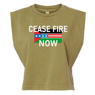 Cease Fire Now Cool Palestine Us Flags Of Solidarity Garment-Dyed Women's Muscle Tee