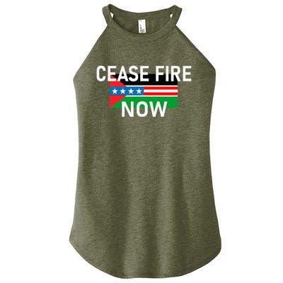 Cease Fire Now Cool Palestine Us Flags Of Solidarity Women’s Perfect Tri Rocker Tank