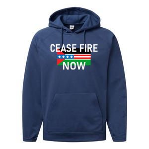 Cease Fire Now Cool Palestine Us Flags Of Solidarity Performance Fleece Hoodie