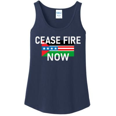 Cease Fire Now Cool Palestine Us Flags Of Solidarity Ladies Essential Tank