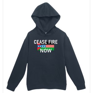 Cease Fire Now Cool Palestine Us Flags Of Solidarity Urban Pullover Hoodie