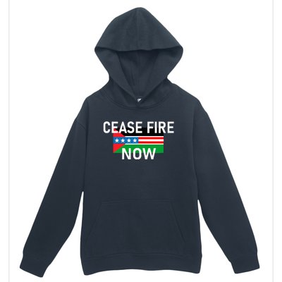 Cease Fire Now Cool Palestine Us Flags Of Solidarity Urban Pullover Hoodie