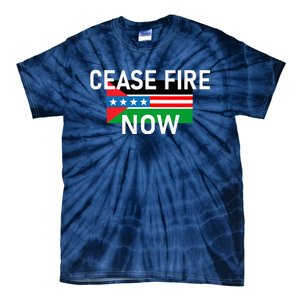 Cease Fire Now Cool Palestine Us Flags Of Solidarity Tie-Dye T-Shirt