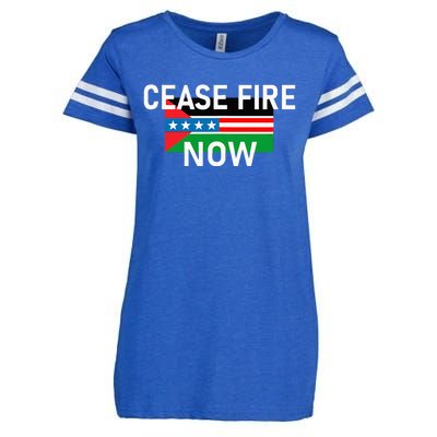 Cease Fire Now Cool Palestine Us Flags Of Solidarity Enza Ladies Jersey Football T-Shirt