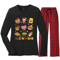 Christmas Feliz Navidad Tis The Season Mexican Food Funny Women's Long Sleeve Flannel Pajama Set 