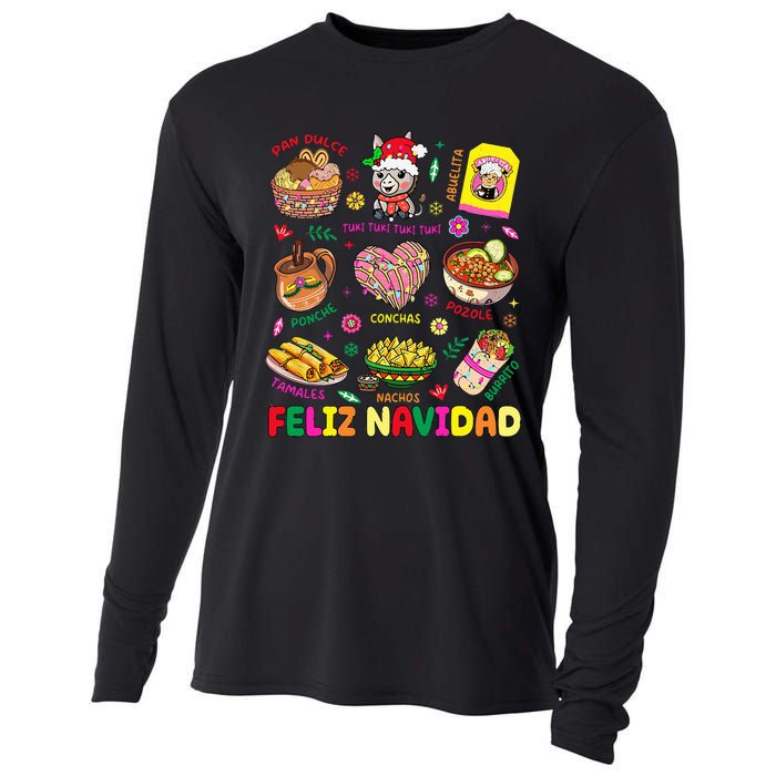 Christmas Feliz Navidad Tis The Season Mexican Food Funny Cooling Performance Long Sleeve Crew