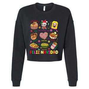 Christmas Feliz Navidad Tis The Season Mexican Food Funny Cropped Pullover Crew