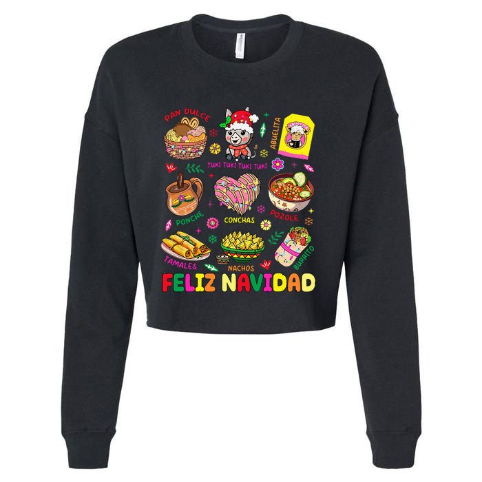 Christmas Feliz Navidad Tis The Season Mexican Food Funny Cropped Pullover Crew