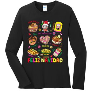 Christmas Feliz Navidad Tis The Season Mexican Food Funny Ladies Long Sleeve Shirt