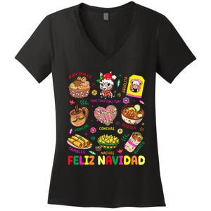 Christmas Feliz Navidad Tis The Season Mexican Food Funny Women's V-Neck T-Shirt