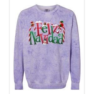 Cool Feliz Navidad Christmas Elf Colorblast Crewneck Sweatshirt