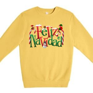 Cool Feliz Navidad Christmas Elf Premium Crewneck Sweatshirt