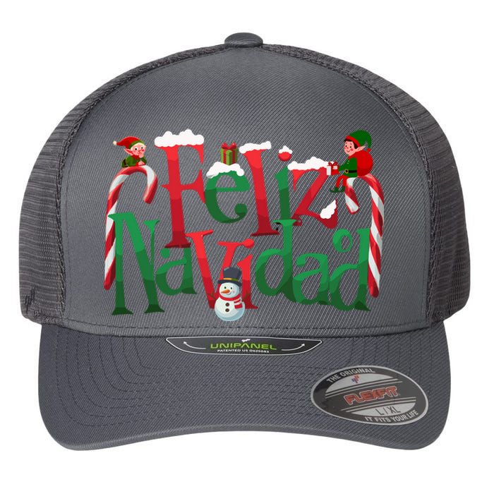 Cool Feliz Navidad Christmas Elf Flexfit Unipanel Trucker Cap