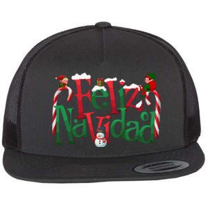 Cool Feliz Navidad Christmas Elf Flat Bill Trucker Hat