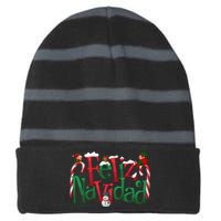 Cool Feliz Navidad Christmas Elf Striped Beanie with Solid Band