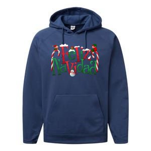 Cool Feliz Navidad Christmas Elf Performance Fleece Hoodie