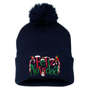 Cool Feliz Navidad Christmas Elf Pom Pom 12in Knit Beanie