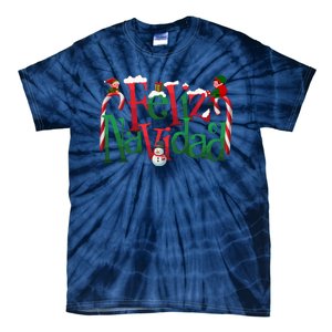 Cool Feliz Navidad Christmas Elf Tie-Dye T-Shirt