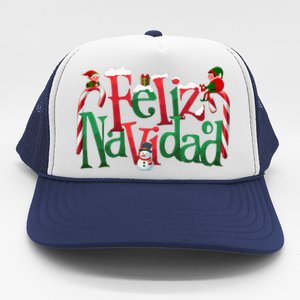 Cool Feliz Navidad Christmas Elf Trucker Hat