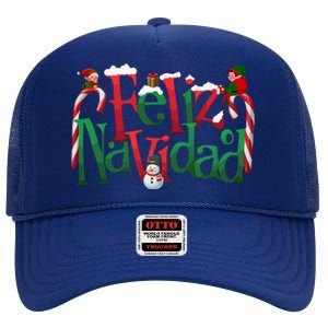 Cool Feliz Navidad Christmas Elf High Crown Mesh Back Trucker Hat