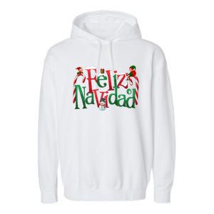 Cool Feliz Navidad Christmas Elf Garment-Dyed Fleece Hoodie