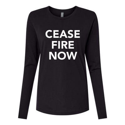 Cease Fire Now Womens Cotton Relaxed Long Sleeve T-Shirt