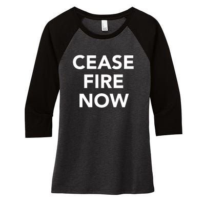 Cease Fire Now Women's Tri-Blend 3/4-Sleeve Raglan Shirt