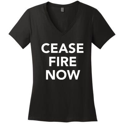 Cease Fire Now Women's V-Neck T-Shirt