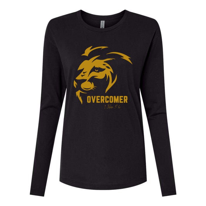 Christian Faith Overcomer Motivational Lion Of Judah Womens Cotton Relaxed Long Sleeve T-Shirt