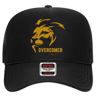 Christian Faith Overcomer Motivational Lion Of Judah High Crown Mesh Back Trucker Hat