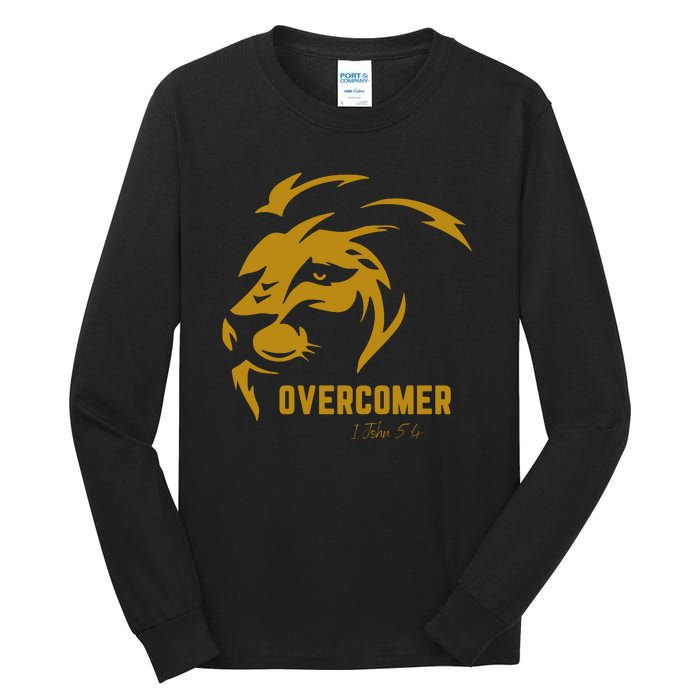 Christian Faith Overcomer Motivational Lion Of Judah Tall Long Sleeve T-Shirt