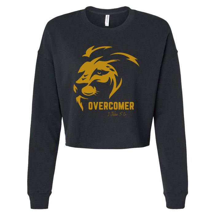 Christian Faith Overcomer Motivational Lion Of Judah Cropped Pullover Crew