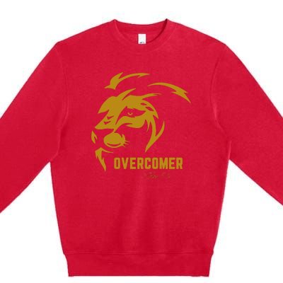 Christian Faith Overcomer Motivational Lion Of Judah Premium Crewneck Sweatshirt