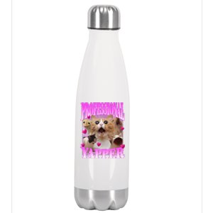 Cat Funny Oddly Specific Dank Meme Professional Yapper Stainless Steel Insulated Water Bottle